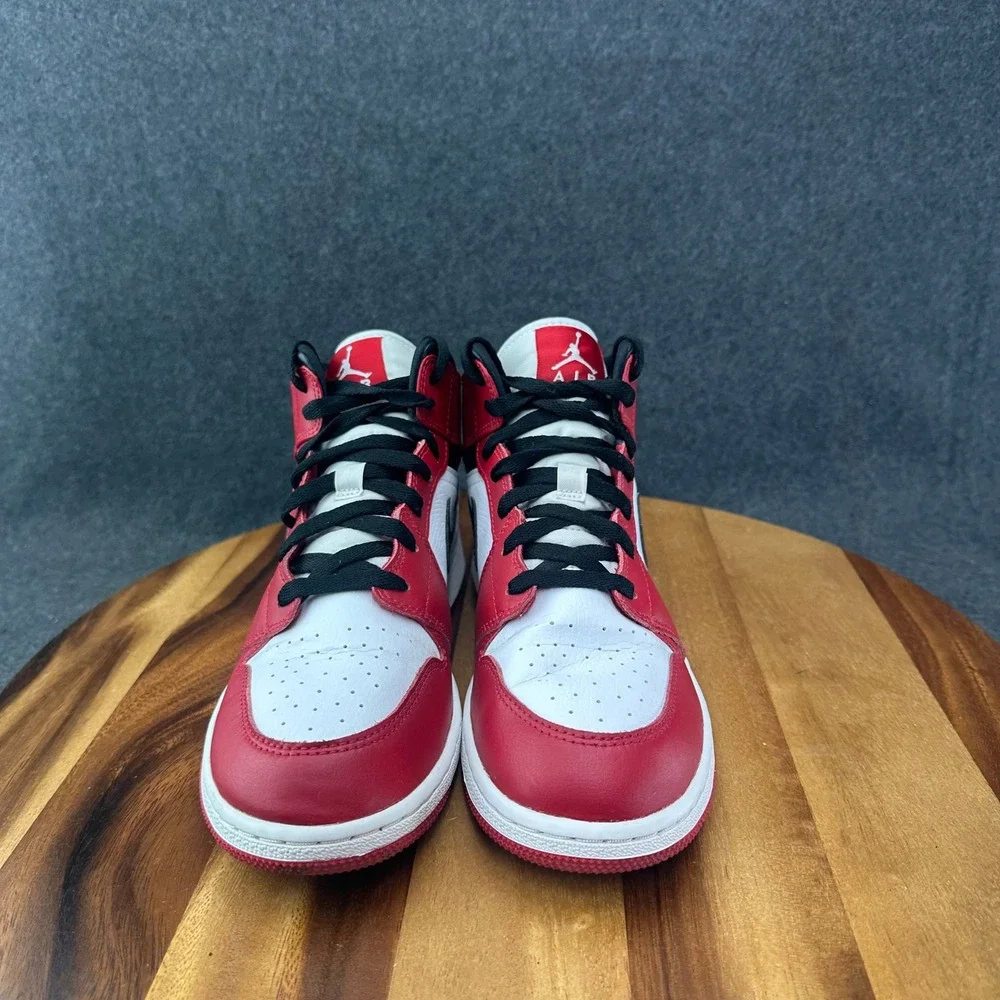Air Jordan 1 Mid GS Chicago White Heel Red Black 554725-173 Sz 7Y Womens 8.5